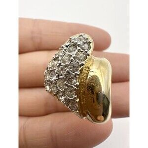 Espo Vintage 14k Gold Electroplated Rhinestone Cocktail Ring Size 6.75